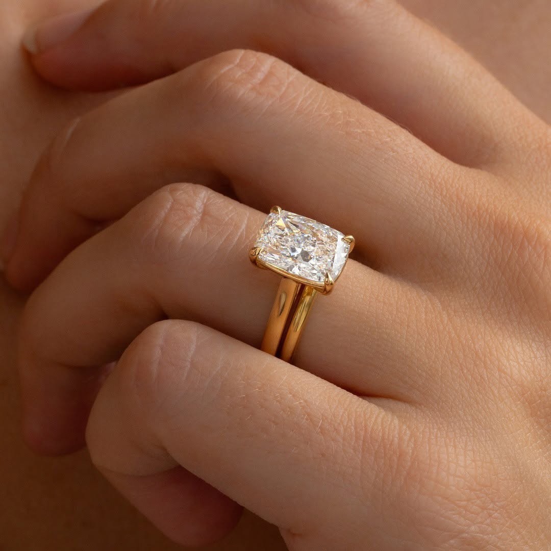Cushion Cut 4.00 Ct Lab Grown Diamond Ring for Wedding in Solid 14K Yellow Gold