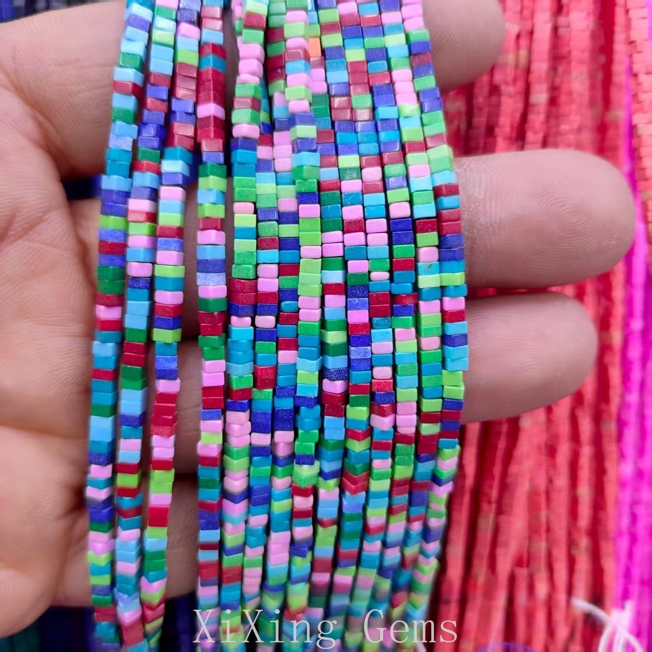 1x2mm Mixed Colourful Turquoise Flat Square Disc Spacer Beads for Jewelry Making