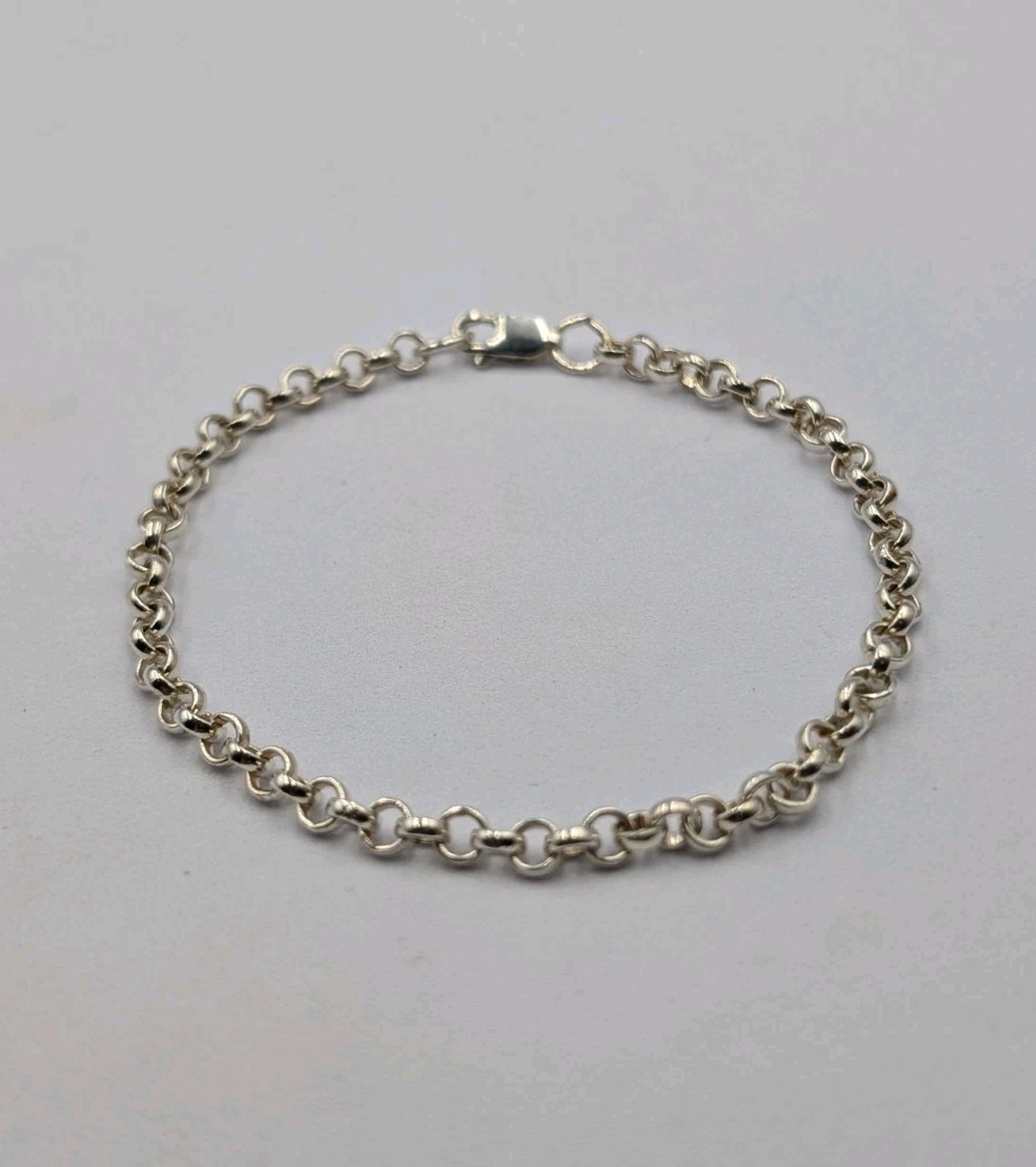 925 Sterling Silver Rolo Link Chain Unisex Bracelet 8″ 4.1mm 6.2g Belcher Charm