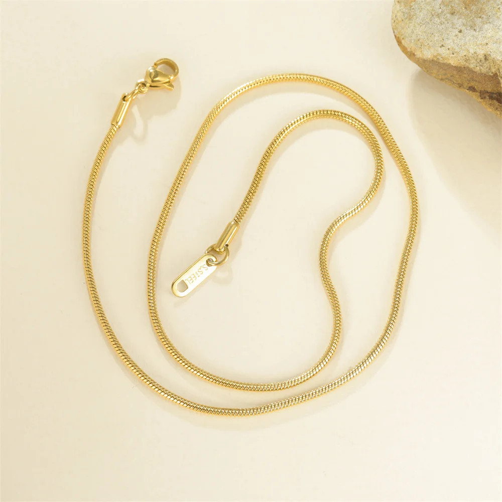 Snake Chain Necklace Stainless Steel 0.9mm 1.2mm 2mm 40-60cm Women Jewelry