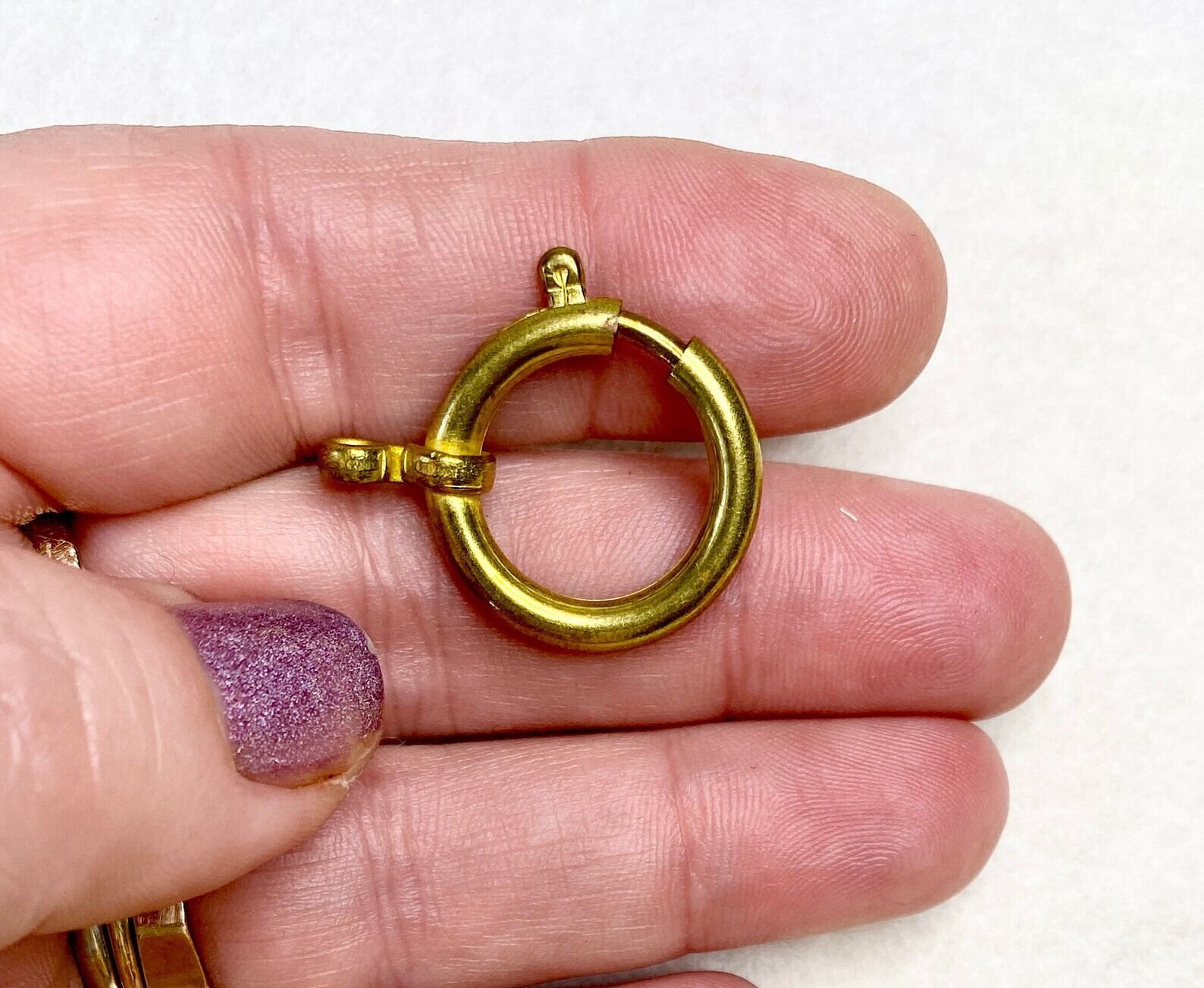 1 Large Spring Ring Pocket Watch Chain Clasp Gold Tone Vintage NOS