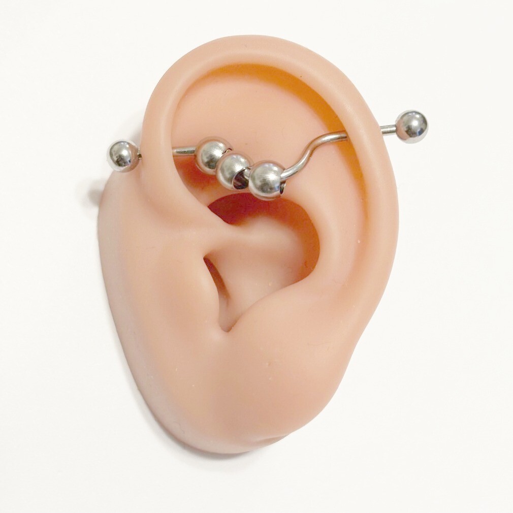 3 Balls DIP Style INDUSTRIAL BARBELL 316L Surgical Steel 14g 1-1/2″ Length.