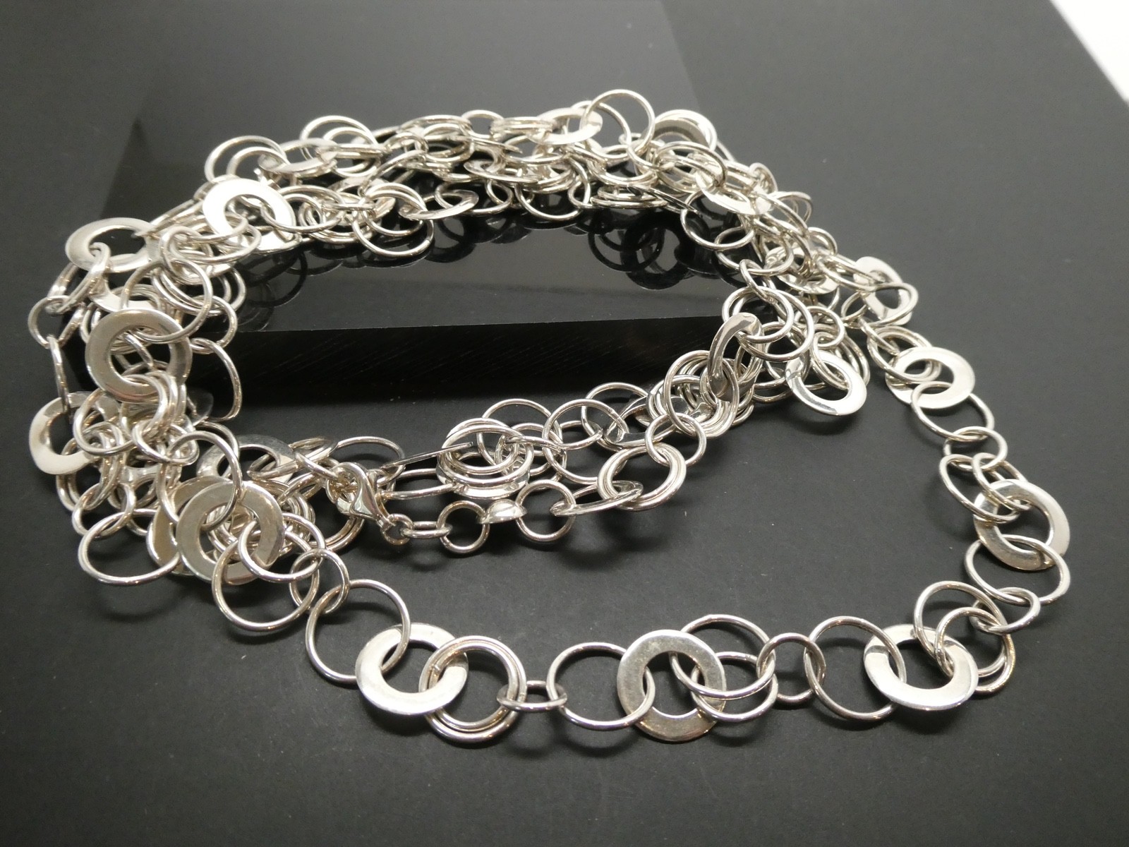 Chateau D’ Argent Canada Sterling Silver 925 Circle Linked Chain Necklace 54″