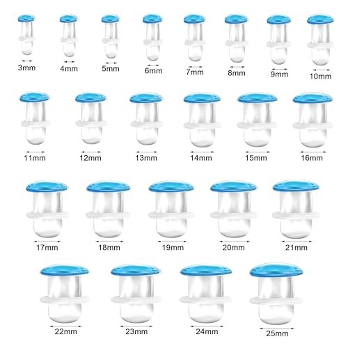 Glass Ear Stretching Kit Single Flare Plugs & Rubber Rings Unique 1mm 15mm Blue