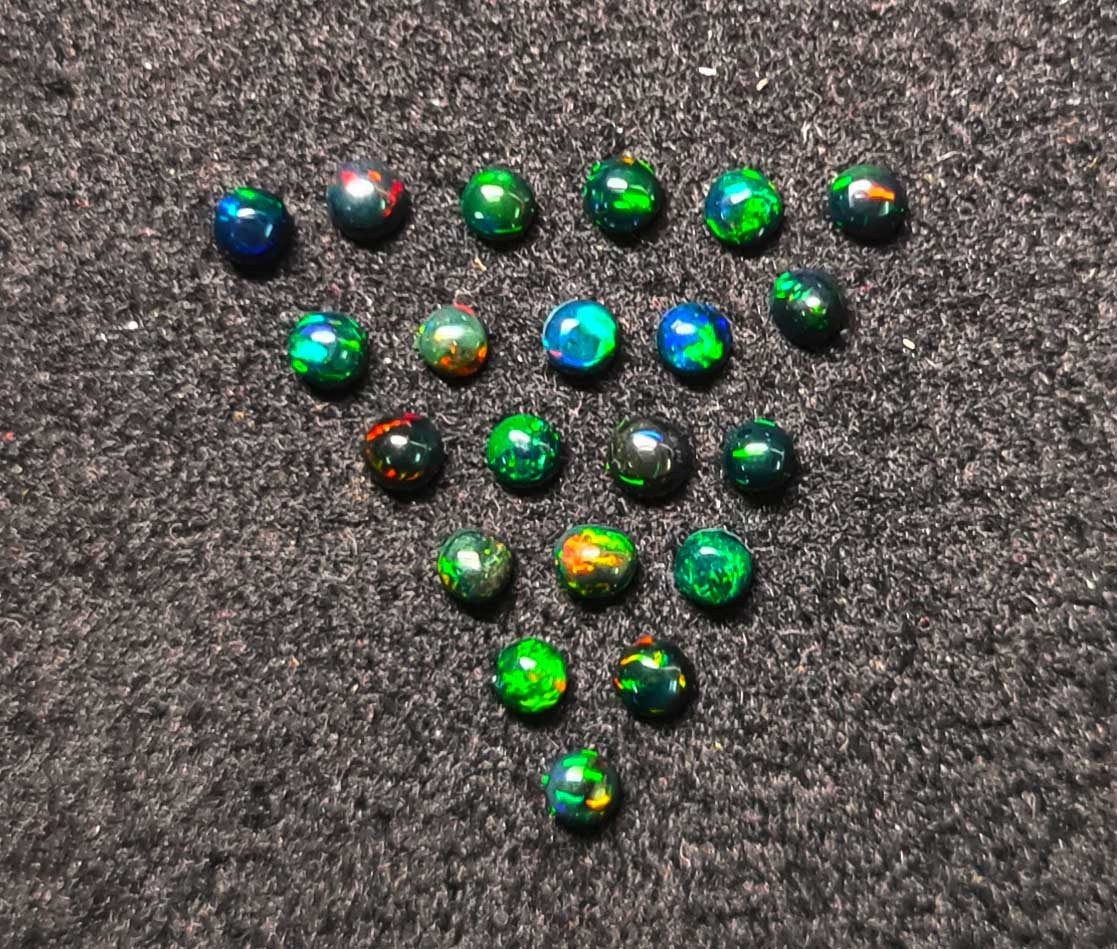 Natural Ethiopian Black Opal Round Cabochon Loose Gemstone Lot 100 Pcs 2.50 MM
