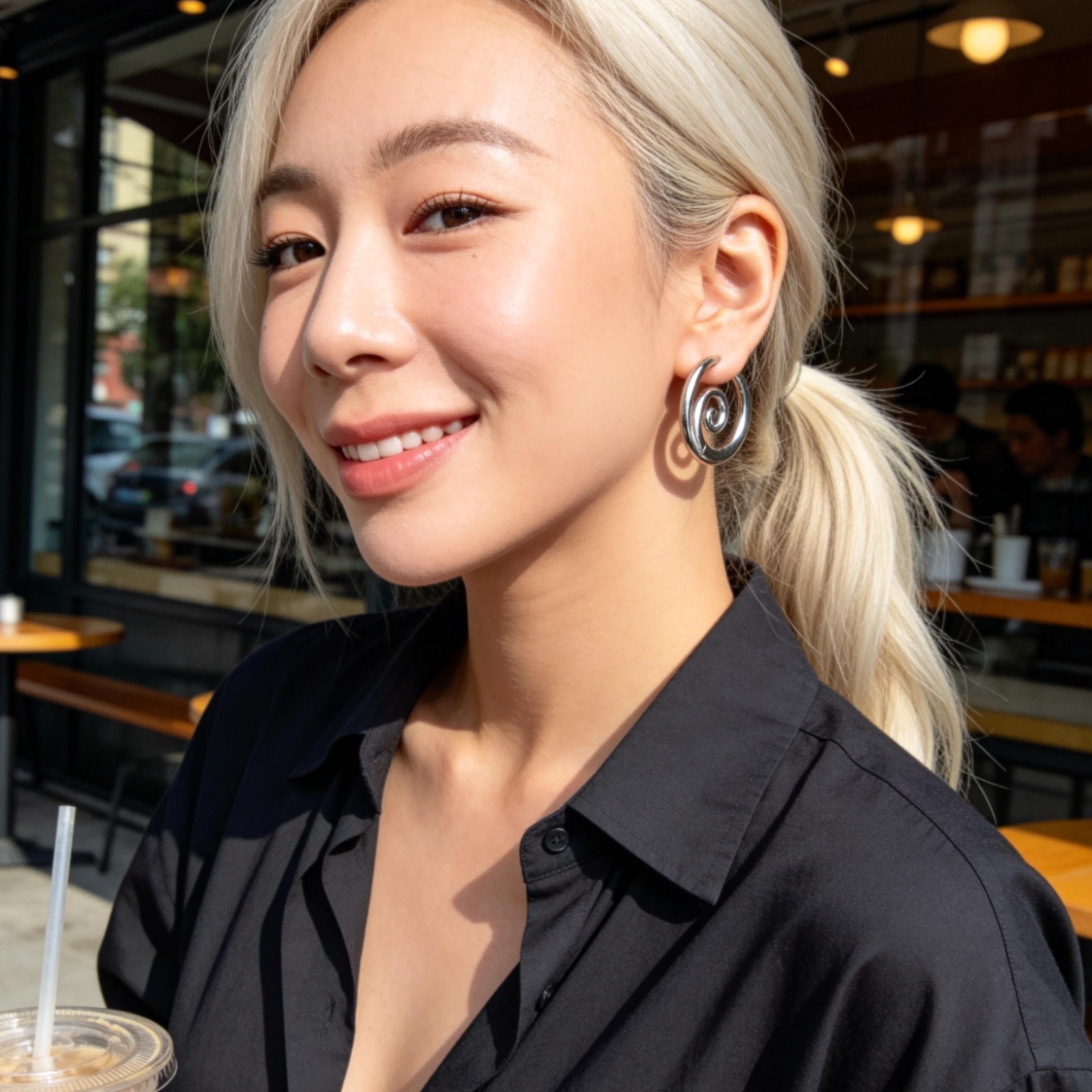Silver Spiral Hoop Earrings