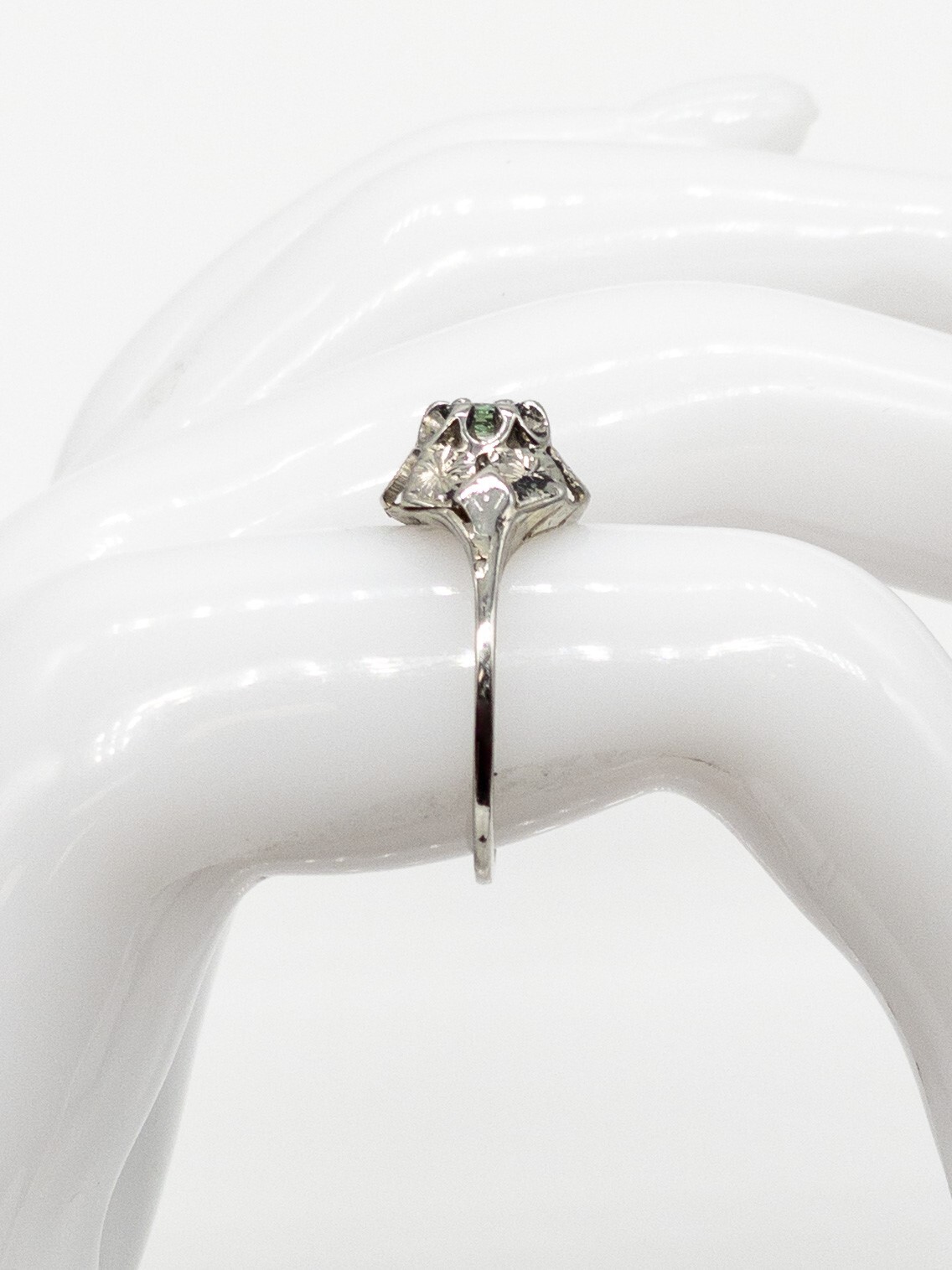 Antique 1920 $2400 .33ct AAA+++ Natural Alexandrite 18k White Gold Filigree Ring