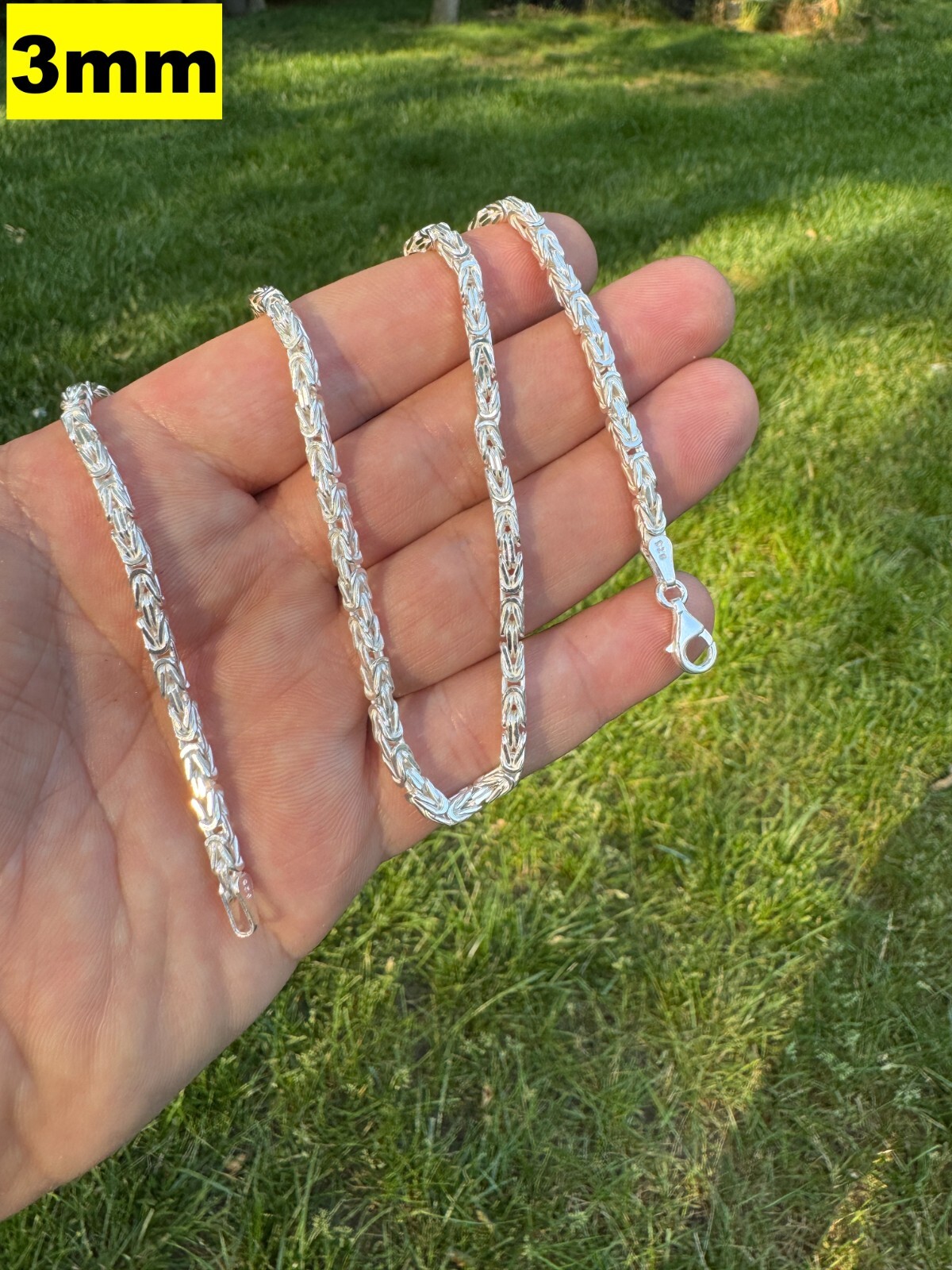 Real Solid 925 Sterling Silver Byzantine Rope Chain Mens Necklace 2.5-6mm 18-30″