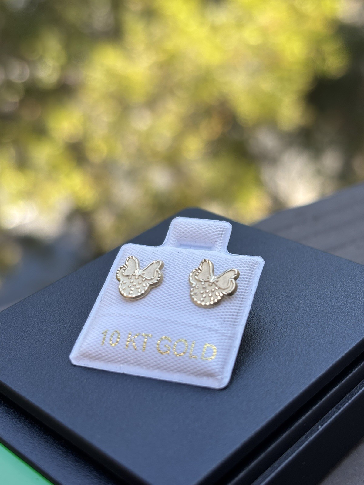 10K Yellow Gold Bow Stud Earrings No Stone Lobe Minnie mouse