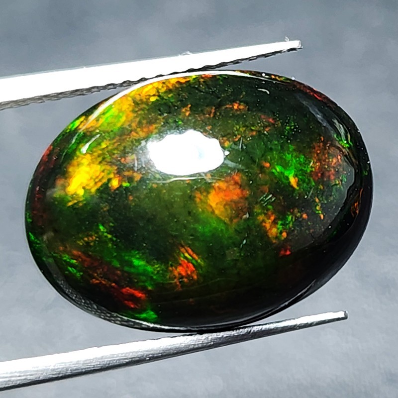 Natural Ethiopian Black Opal AAA+ Collector Welo Oval Cabochon Fire Play 7.05Ct