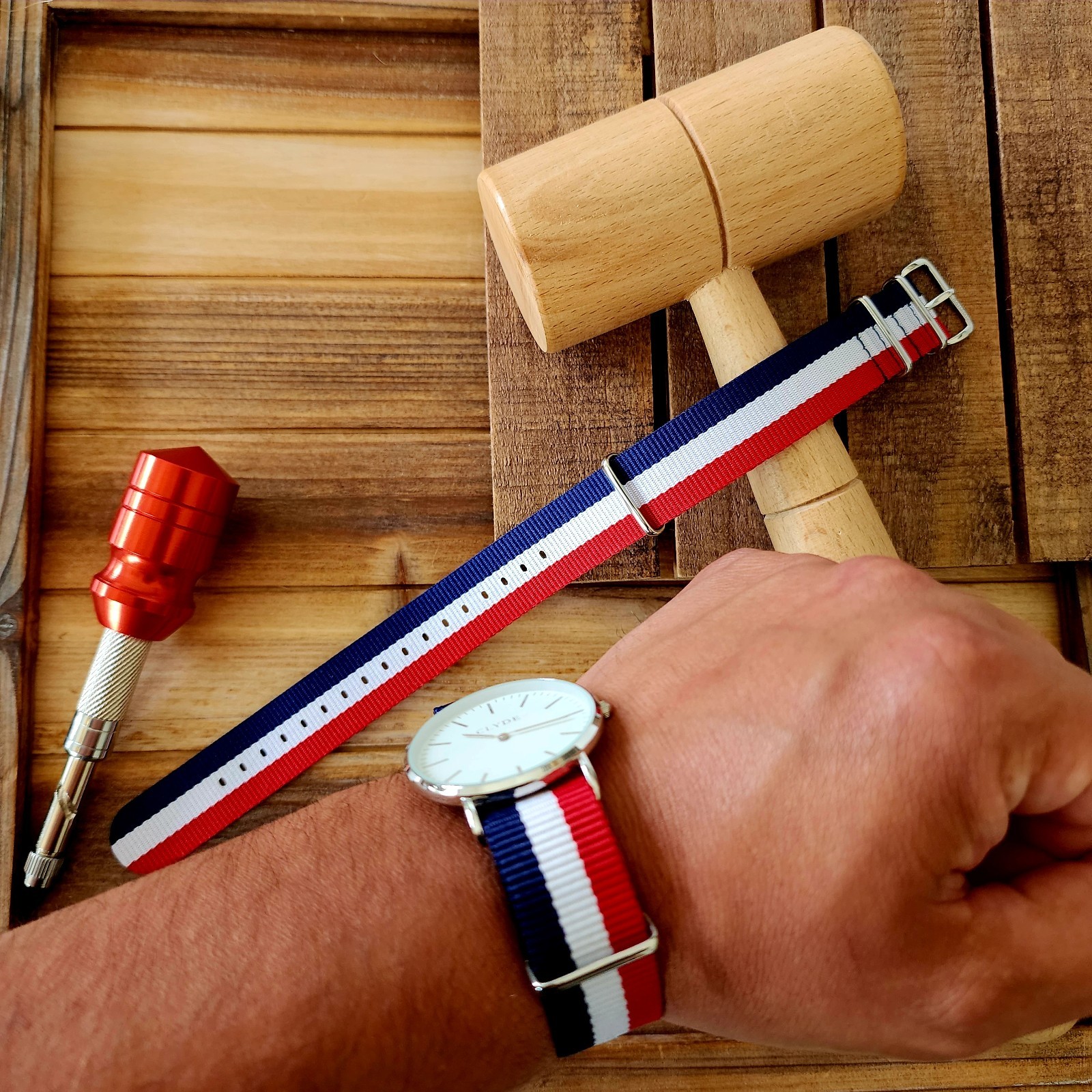 NATO G10® Watch Strap 18mm-24mm Red White Blue Ballistic Nylon Military Band USA