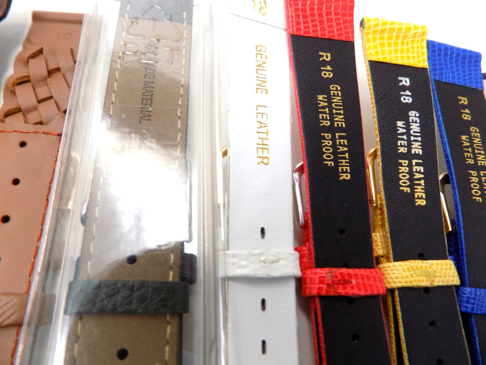 Lot of 10 All 18mm Watch Bands Leather Lizard Grain Braided Timex Mixed Colors