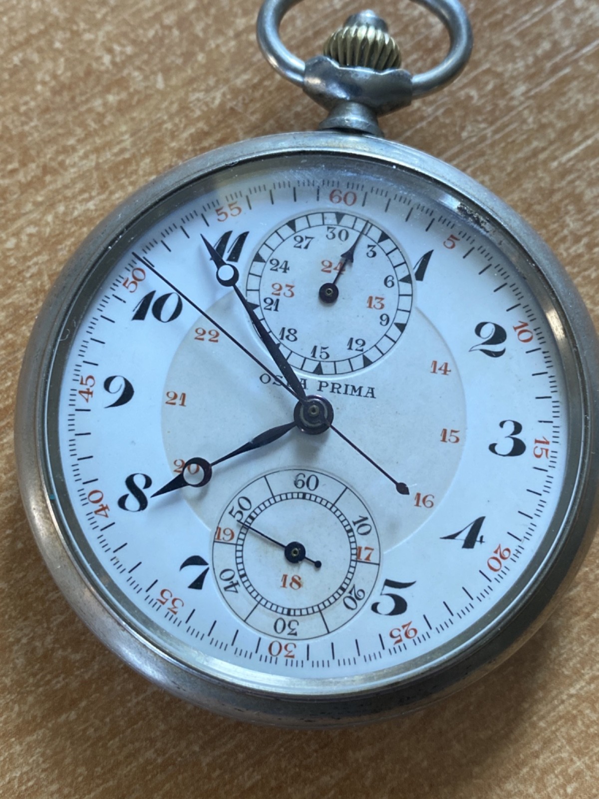 Excelsior Park chronograph Oska Prima enamel dial
