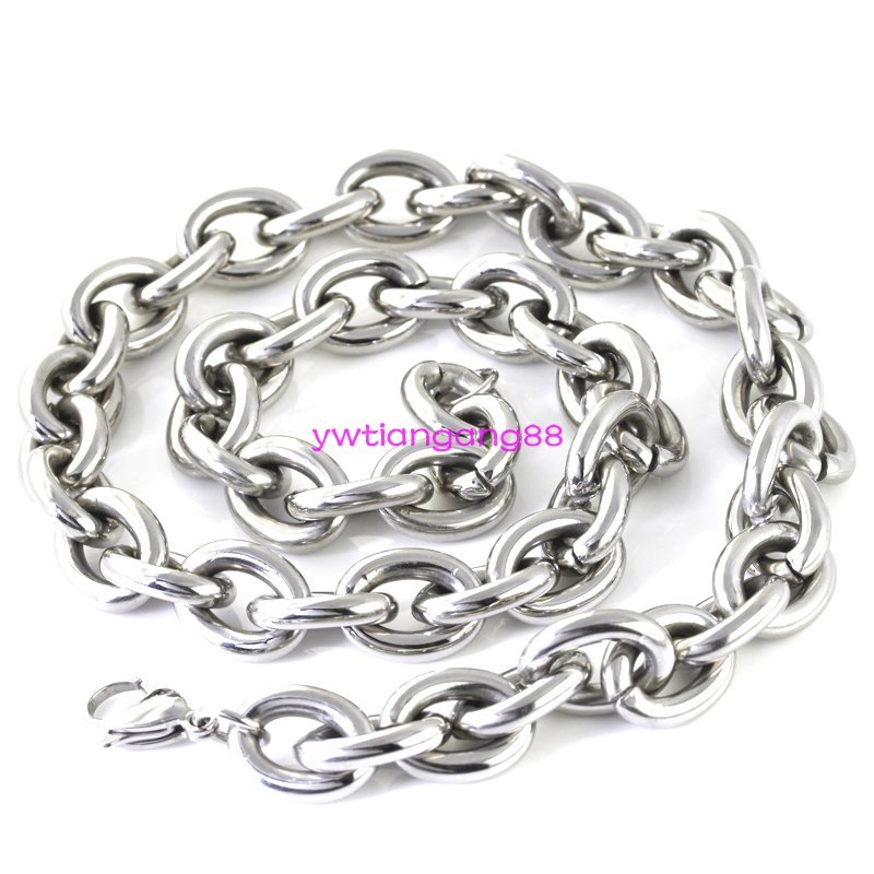 7″-40″ Heavy & Huge Mens 316L Stainless Steel Silver Big O Link Chain Necklace