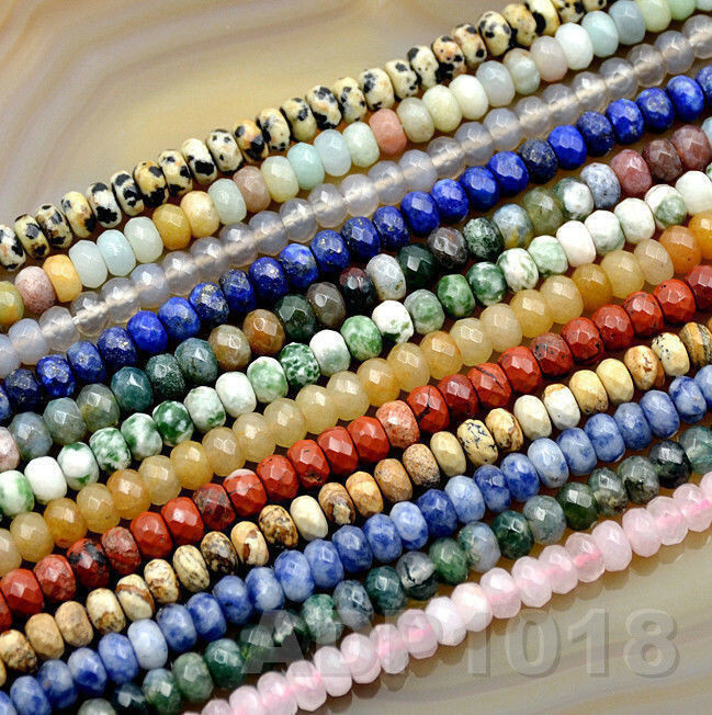 4x6mm Faceted Natural GemStone Rondelle Spacer Loose Beads Strand 15.5″
