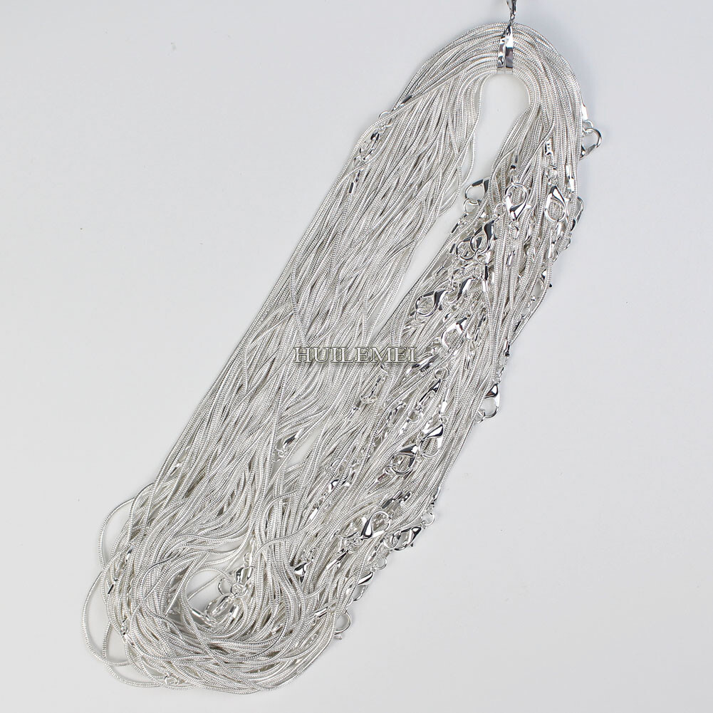 10pcs Silver Plated 1.2mm Snake Chain Necklaces for Women 16″ 18″ 20″ 24″