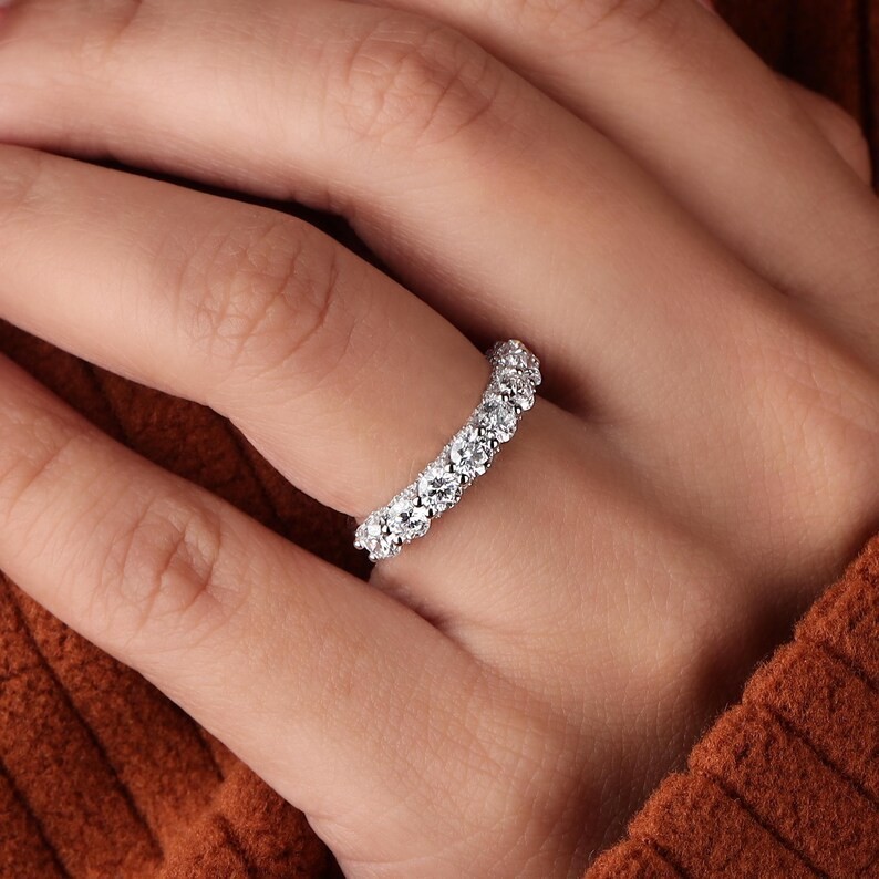 IGI 1.80CT Round Cut EF/VS1 Lab Grown Diamond Half Eternity Band 14k White Gold