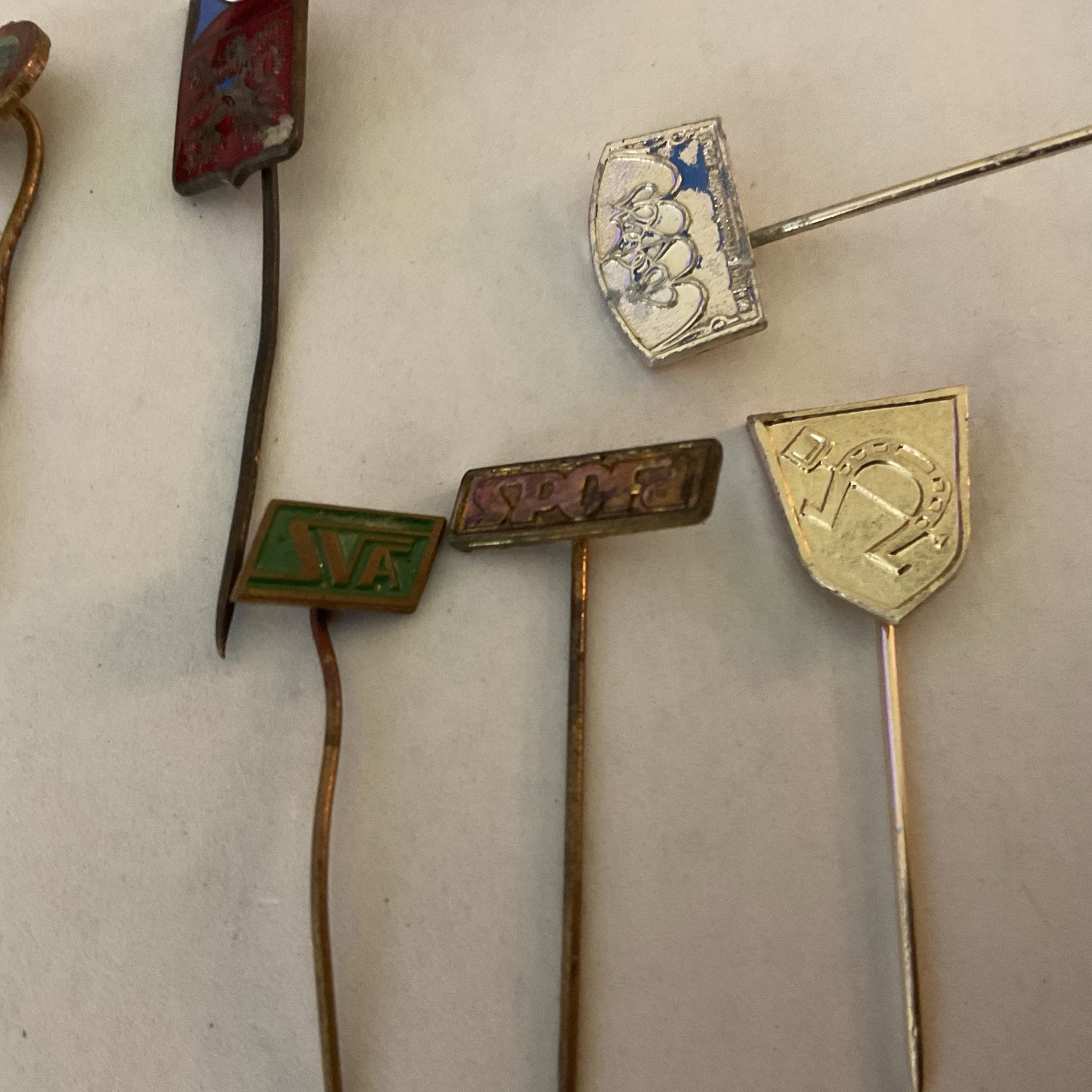 Lot Of 9 Vintage Rare Czech Republic Stick Pins & CSSR Police Badge