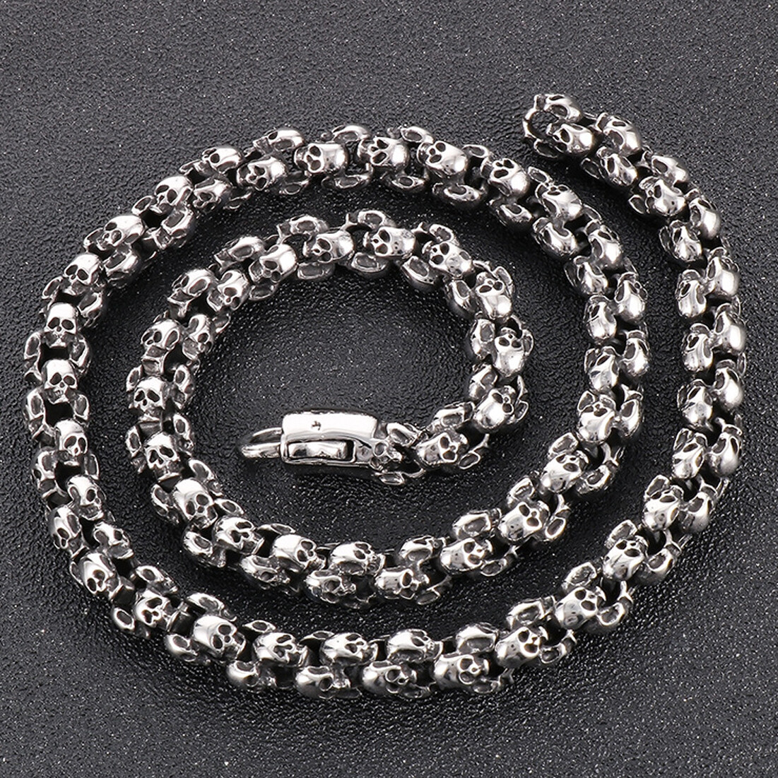 Multi-size Vintage 316L Stainless Steel Skull Link Chain Necklace For Cool Men