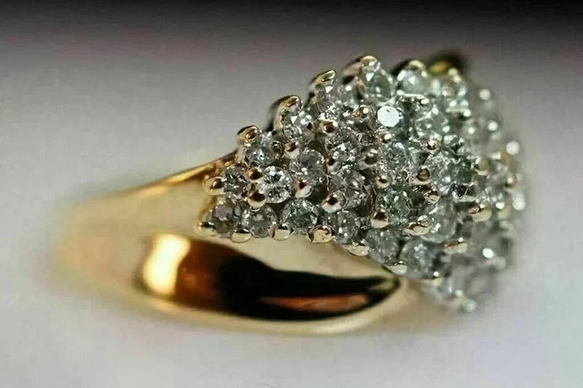 2 Ct Round Lab Created Diamond Cluster Engagement Ring 14k Yellow Gold Plated