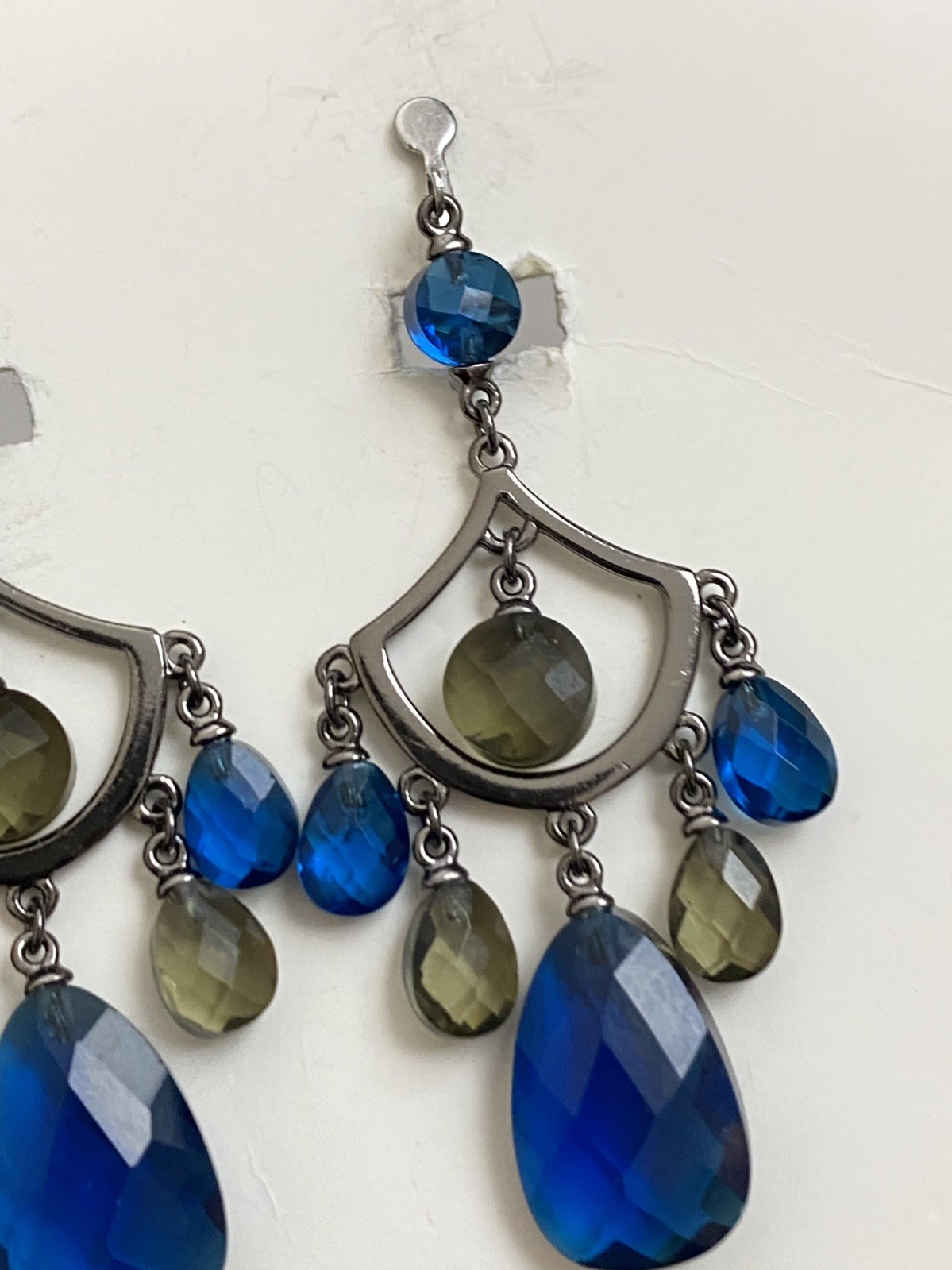 New Clip-On sparkle blue drop Earrings None Piercing Cuff