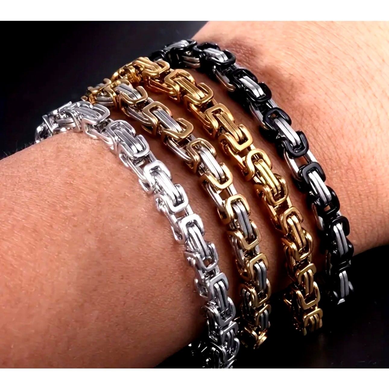 Unisex Classic Box Chain Bracelet Silver on Silver