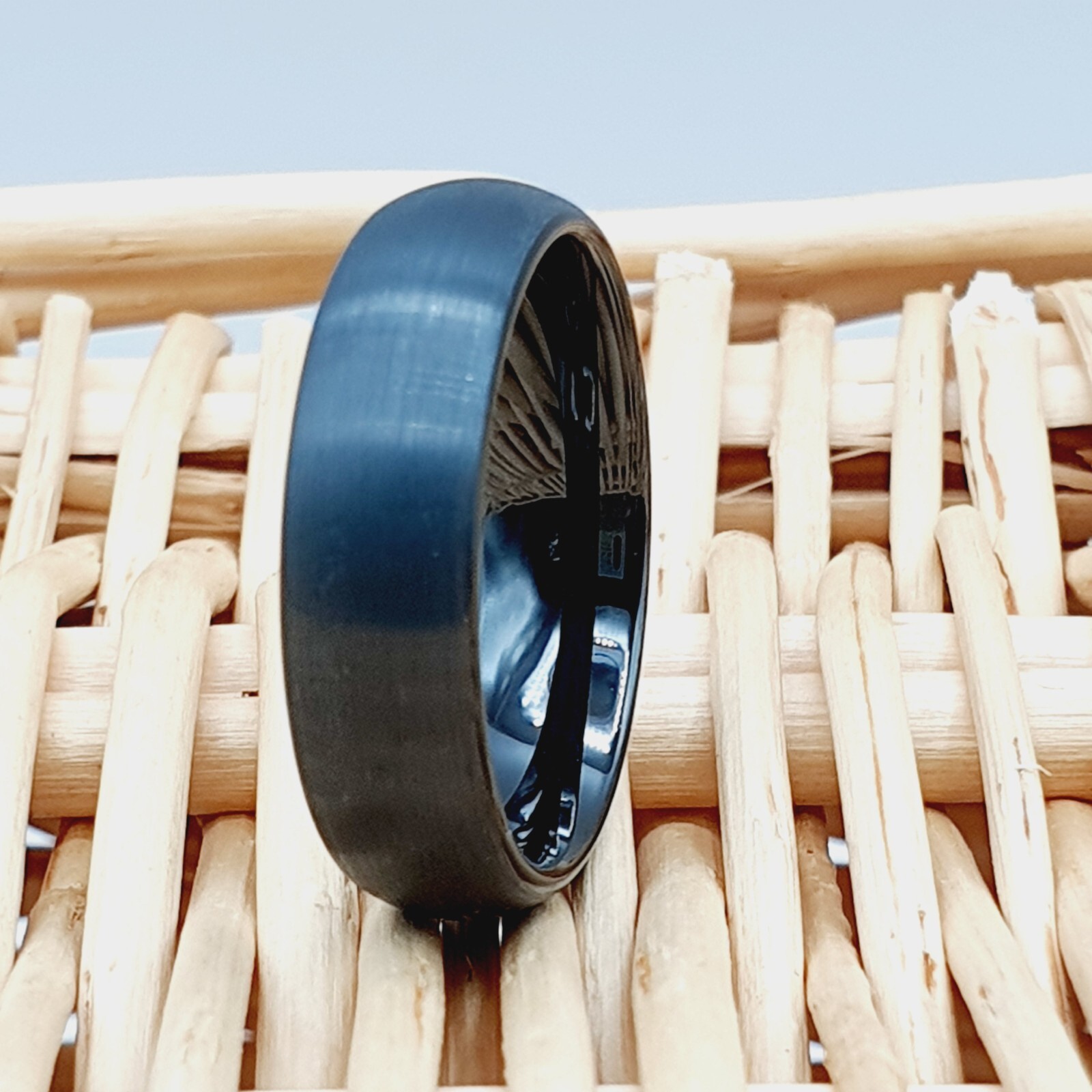 Satin Brushed Black Tungsten Carbide Wedding Ring Durable Comfort-Fit Men’s Band
