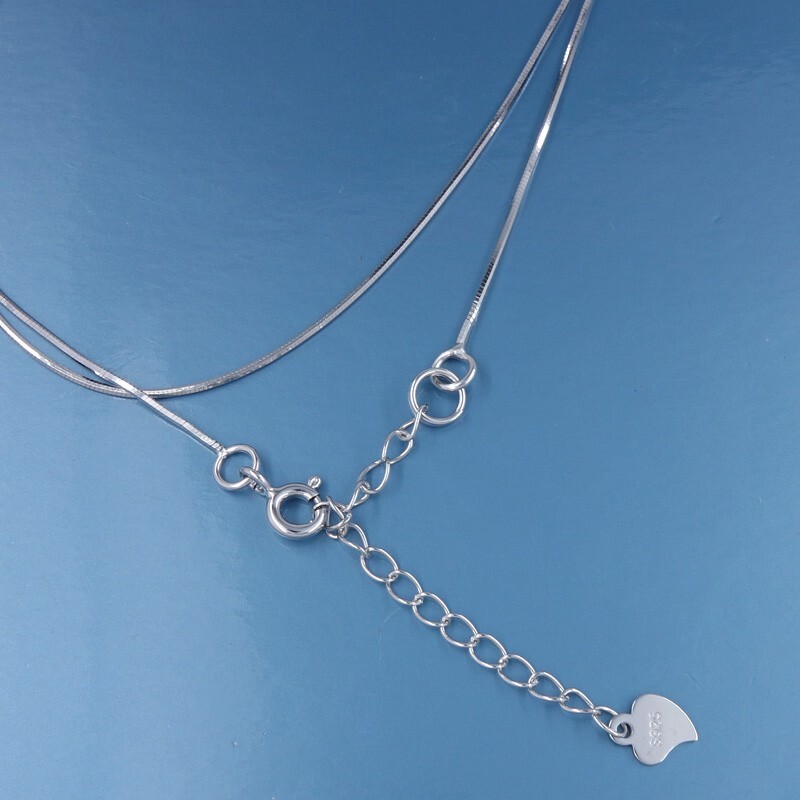 16″ Sterling Silver 0.8mm Flexible Snake Chain Necklace w/ 1.7″ Curb Extender
