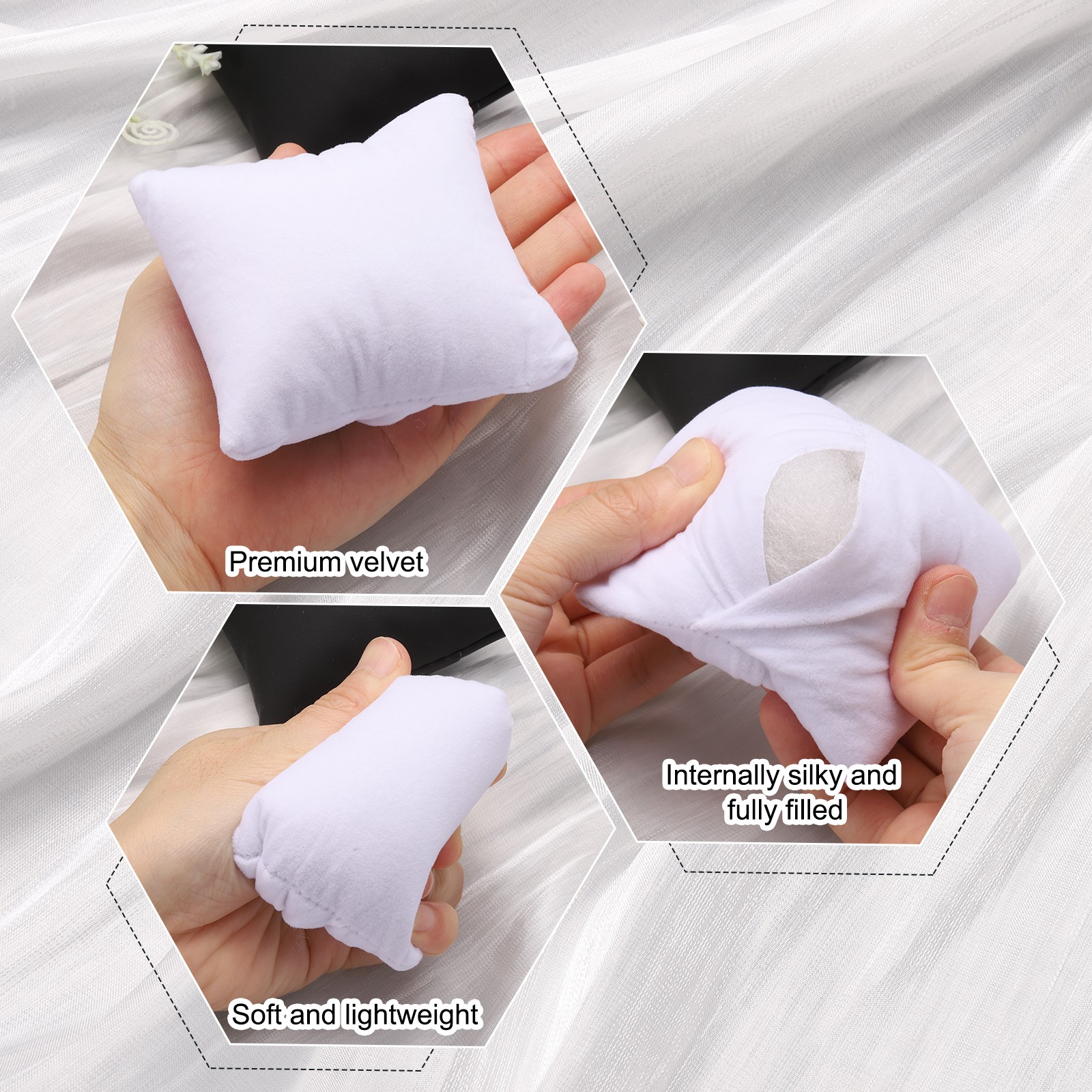 12pcs Velvet Bracelet Watch Pillow Jewelry Display Pillow for Bracelet Grey
