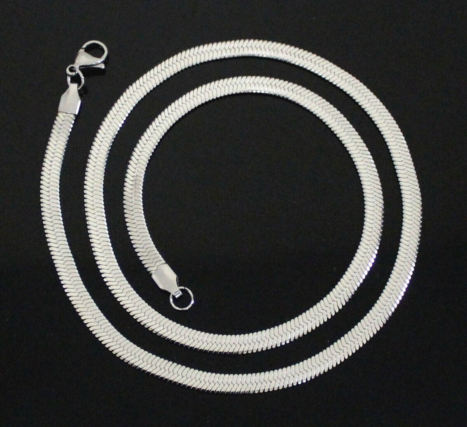 Stainless Steel Herringbone Flat Chain Classic Necklace Men Women 16″-24″