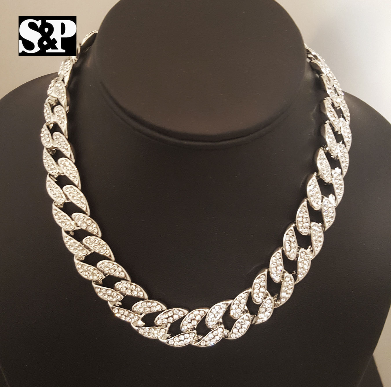 Hip Hop Quavo Full Iced 16″,18″, 24″, 30″ Miami Choker Cuban Link Bling Necklace