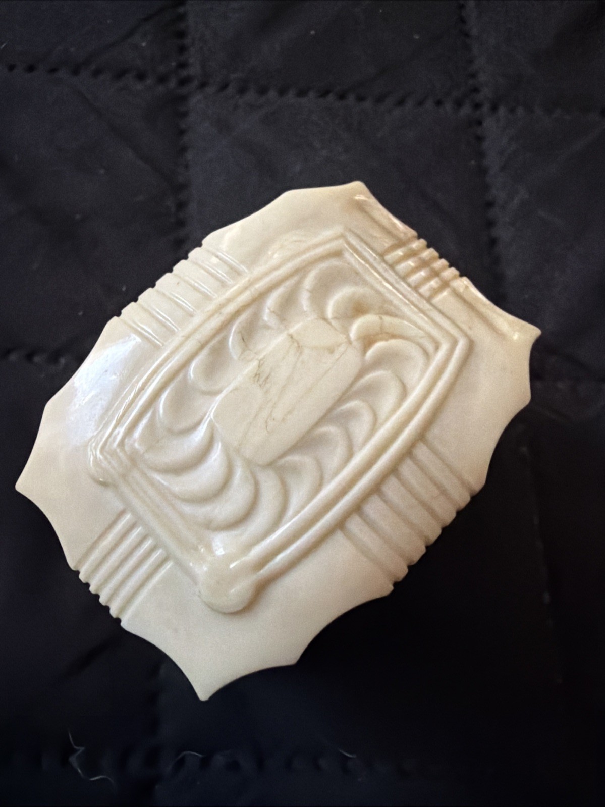 Vtg Antique 1940s Art Deco Celluloid Embossed Jewelry Ring Presentation Box