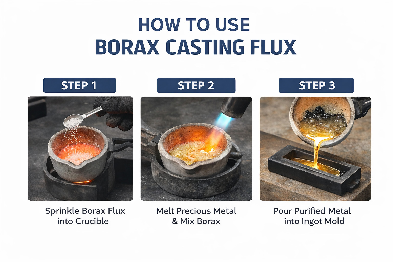 Borax Flux 1 Pound Melting Gold Silver Crucible Glaze Jewelry Casting 16oz Bag