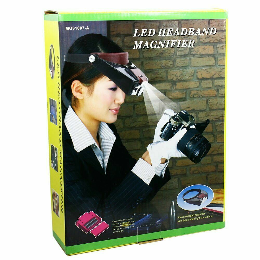 Jewelers Head Headband Magnifier LED Illuminated Visor Magnifying Glasses Loupe