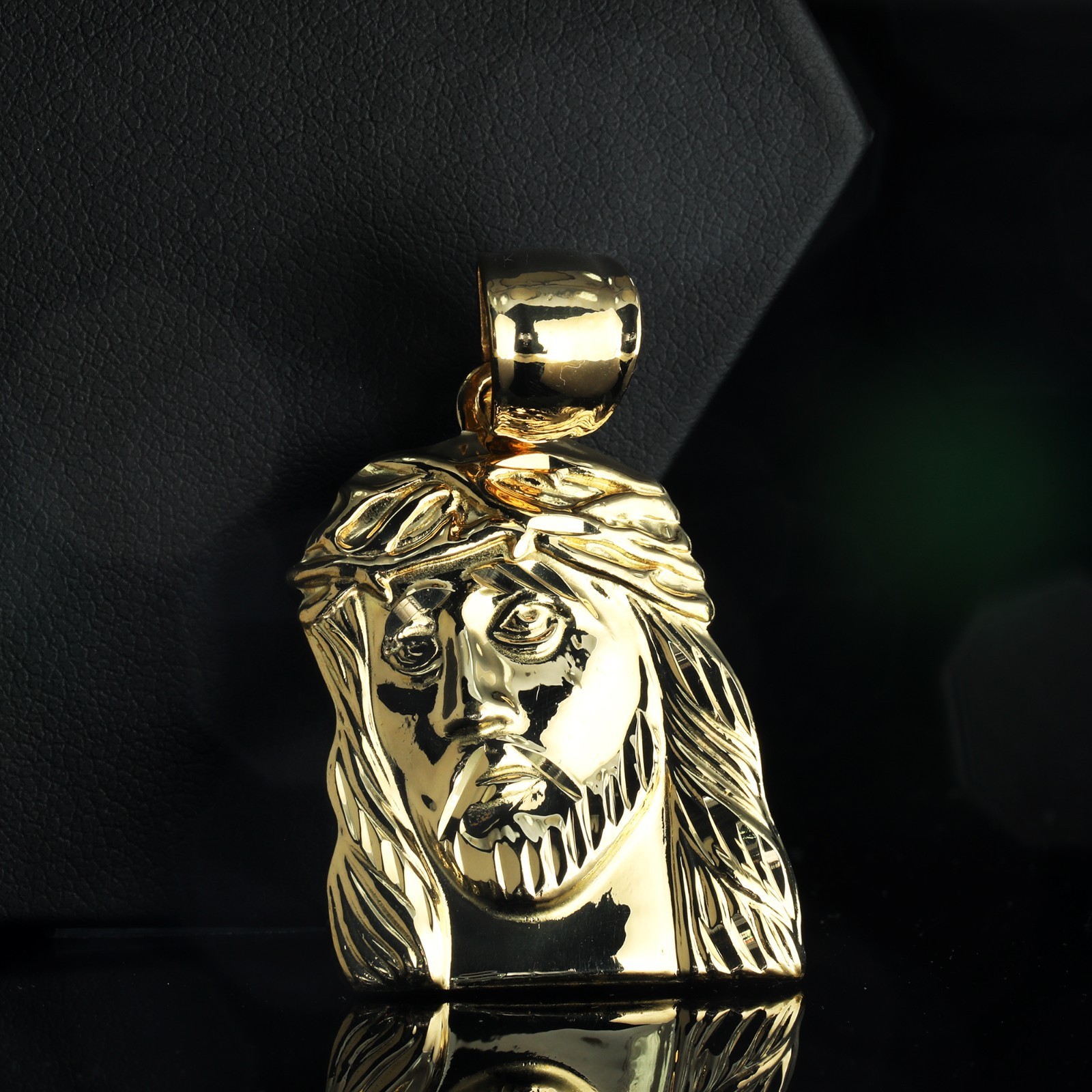 Jesus Pendant 14k Gold Plated Brass 5mm 20″ Cuban Link Necklace Choker Chain F1