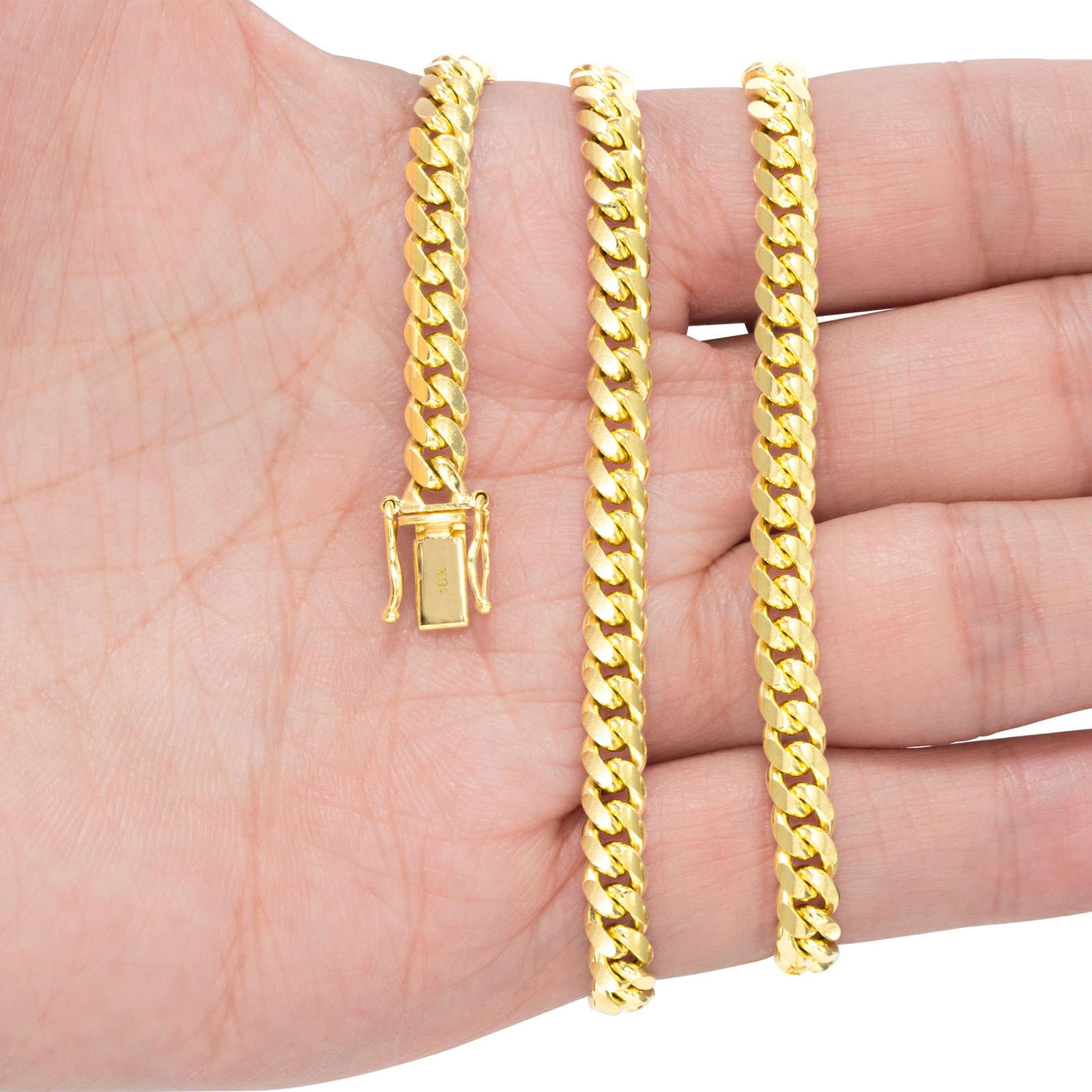18K Yellow Gold Solid 2.7mm-7mm Miami Cuban Link Chain Necklace Bracelet 7″-30″