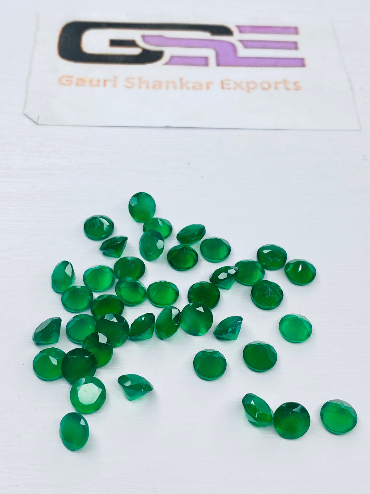 Green Onyx Faceted Round Cut Loose Gemstone 1×1 MM to 12×12 MM Calibrated DG