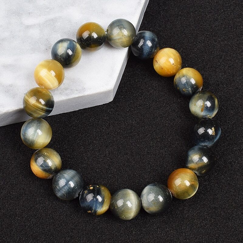 Natural Handmade Multicolor Tiger Eye Beads Stretch Bracelet Gemstone 7.5″