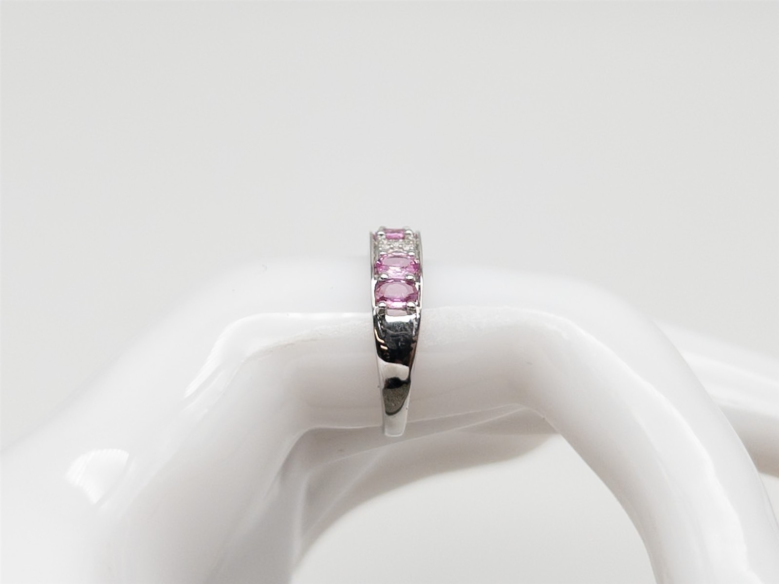 Designer $2400 3ct Natural Pink Sapphire Diamond 14k White Gold 5mm Band Ring 3g