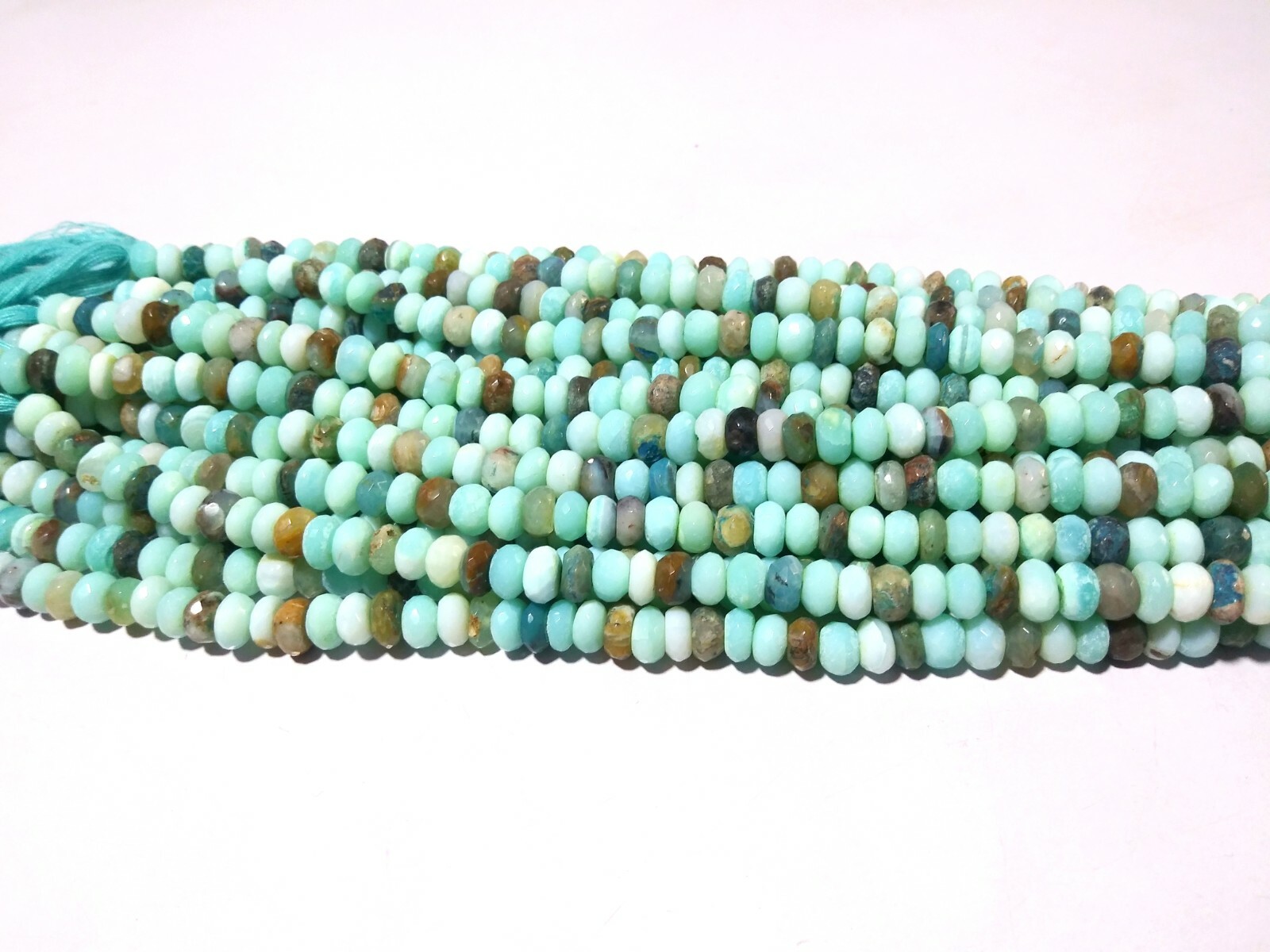 1 Strand Natural Peruvian Opal Rondelle Faceted 6-7mm Opal Loose Beads 8″inch