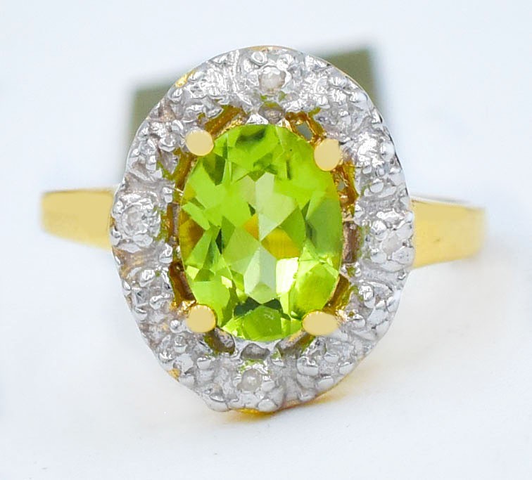GENUINE 1.85 Cts PERIDOT & DIAMOND RING 10k SOLID YELLOW GOLD – Free Appraisal