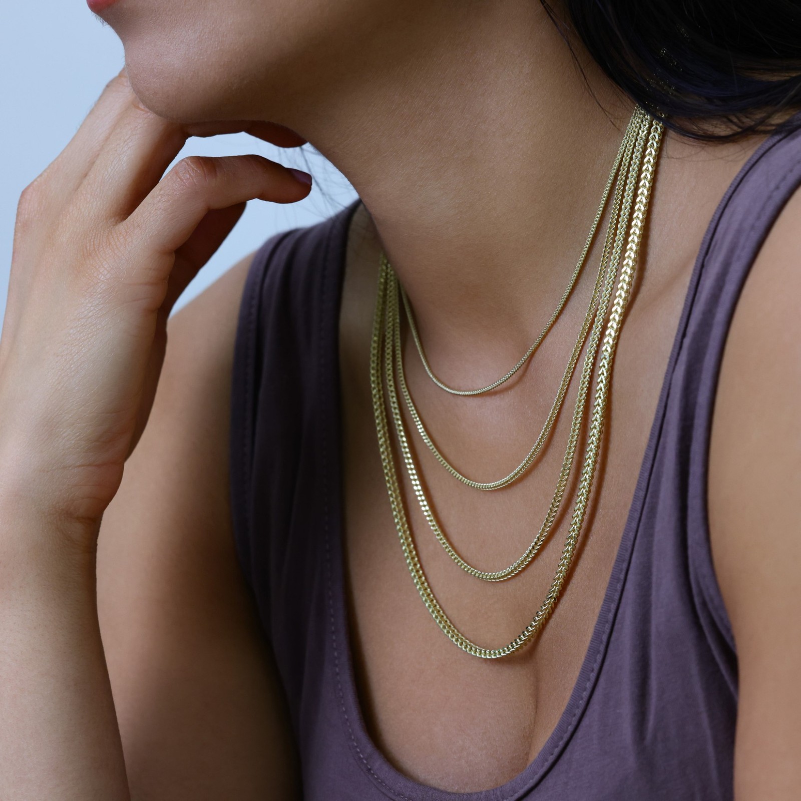 14K Yellow Gold 1.5mm-5mm Franco Square Box Chain Necklace Mens Womens 16″- 30″