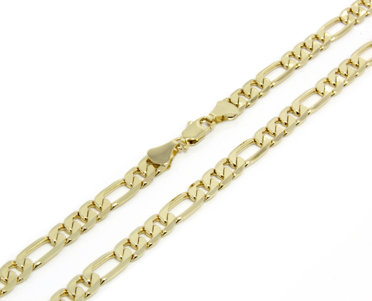 Mens 14K Gold Plated 3mm To 12mm Figaro Link Necklace Chain 24 Or 30 Inch