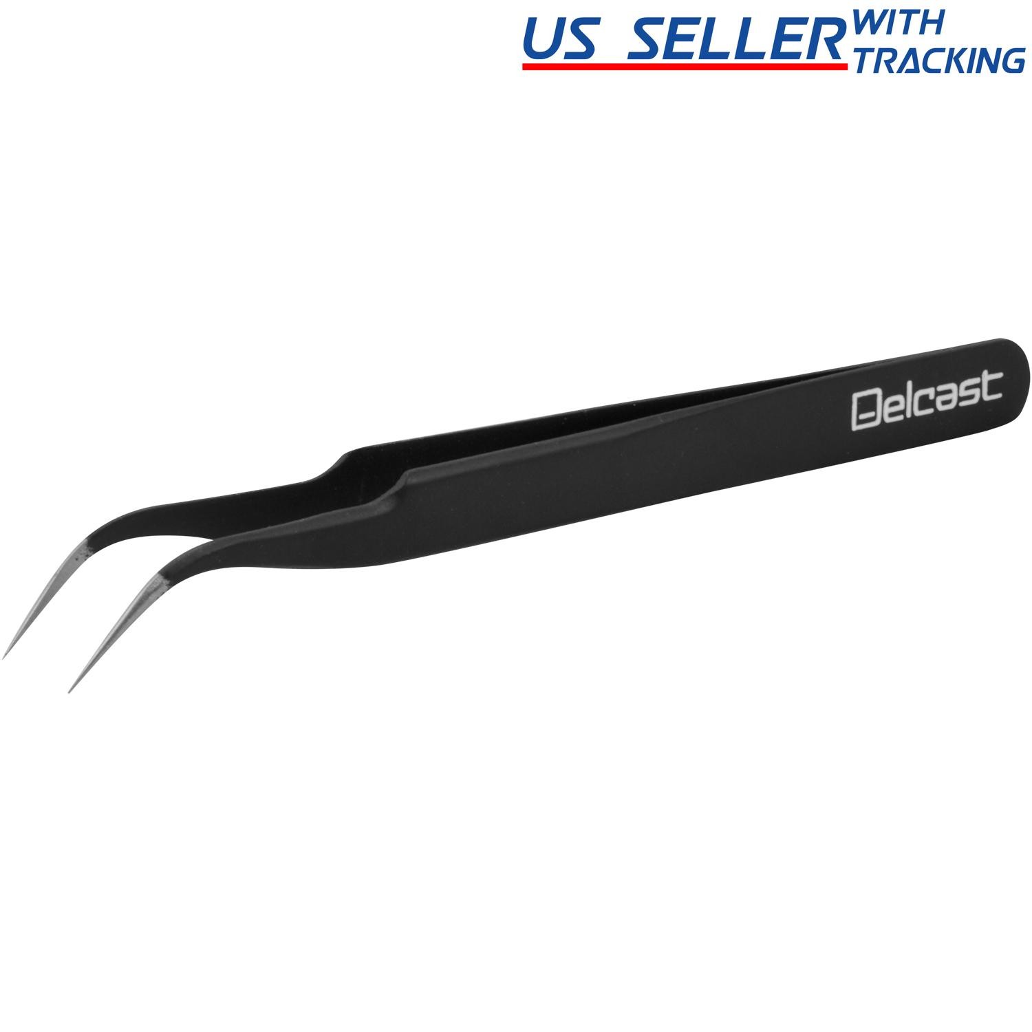 ESD Anti-Static Steel Curved Bent Tip Tweezer Jewelry Nipper Repair Hand Tool