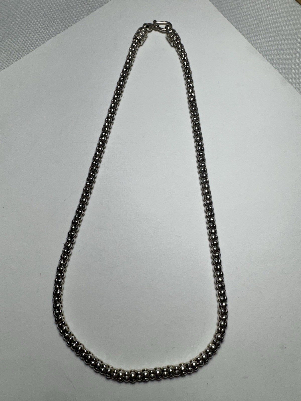 Carolyn Pollack CP 925 Sterling Silver Popcorn Chain Necklace 19” 43g India