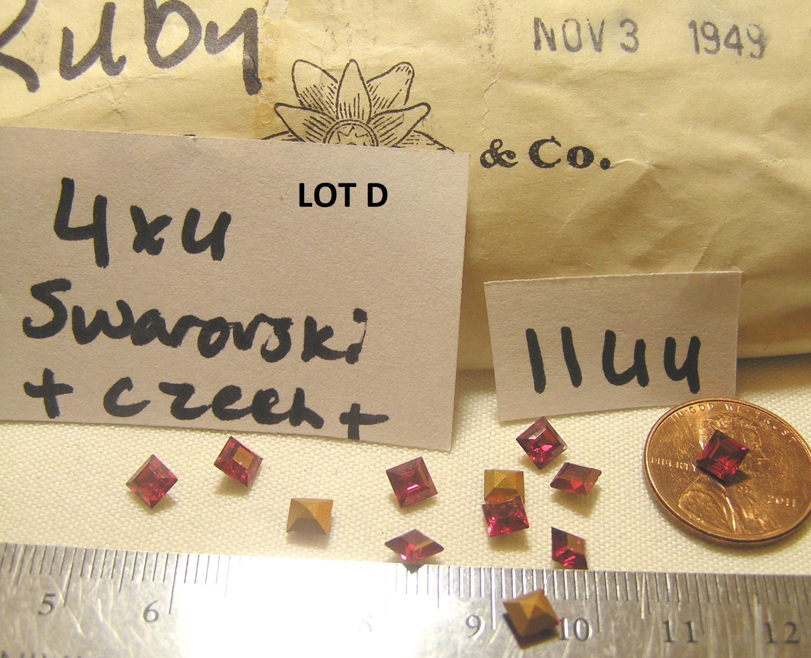 Vtg 4mm Square Swarovski Czech GF UF Pointed back Flat Rhinestone Jewelry Repair
