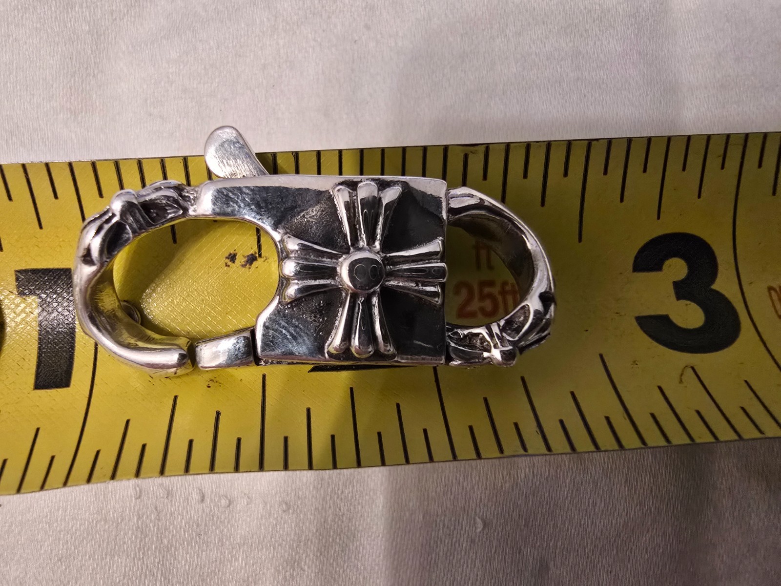 NEW LARGE 34 mm Chrome Hearts Style Cross 925 Sterling Silver Lobster Claw Clasp