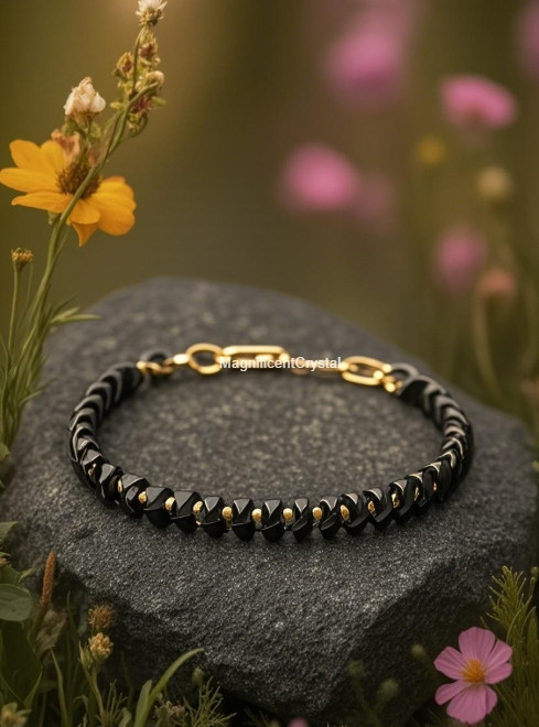 Premium Hematite Stone Bracelet Men Energy Healing Reiki Gift Silver Clasp