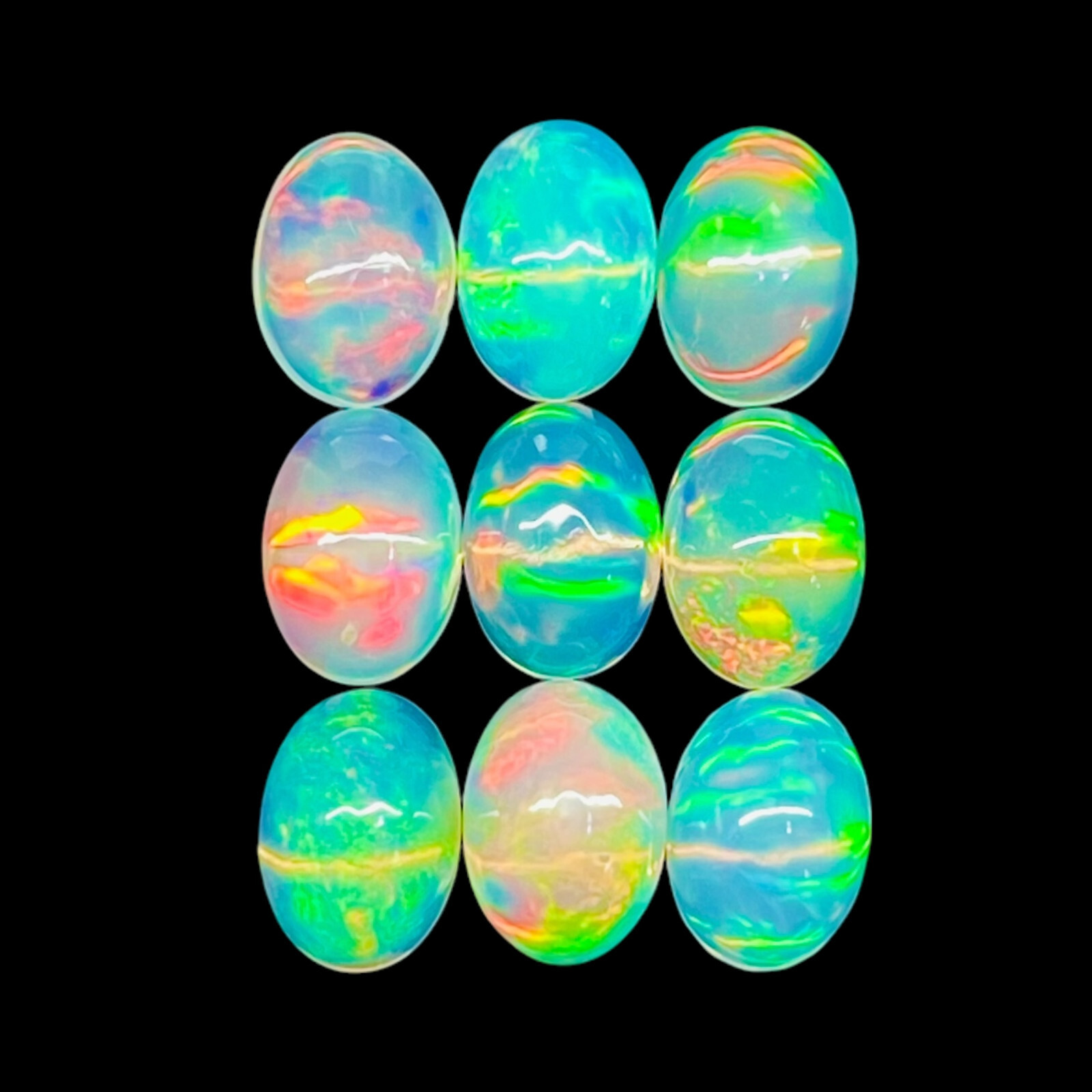 9 Pcs Natural Ethiopian Opal 7x5mm Oval Untreated Loose Cabochon Gemstones Lot