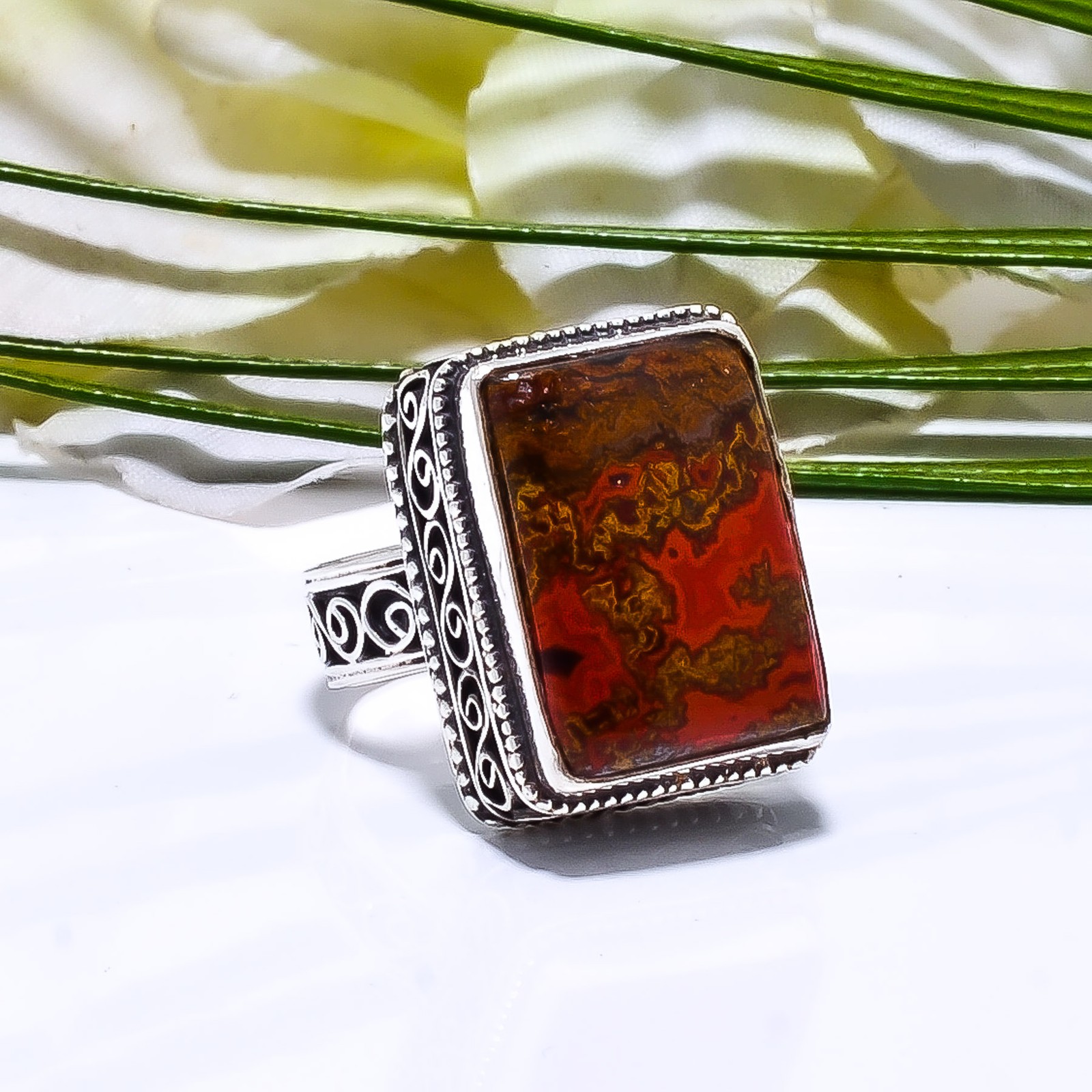 Seam Agate – Morocco 925 Sterling Silver Ring S.7 R115434